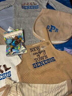 Tan Baby Romper & Accessories Set